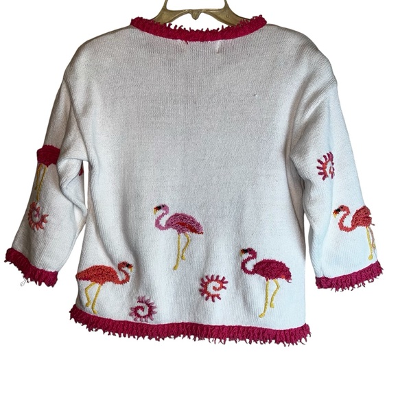 Vintage Jane’s Closet Flamingo 3/4 Sleeve Button Front Cardigan Sweater Sz M - Picture 11 of 14